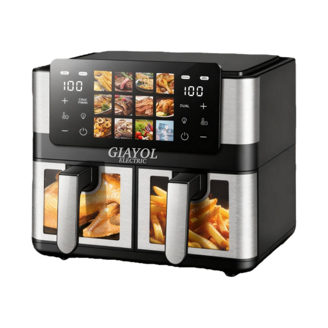 Giayol 2200W 8L 10L Big Pot Air Fryer Oven 2Basket Dual Zone Air Fryer Digital Dual Air Fryer 2in1 9L Big Basket with Divider
