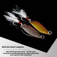 Vente en gros de leurres cuillères en alliage de zinc à motif point rouge pour Topmouth Culter, Largemouth Bass, Trout