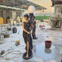 Statues de femme grecque Antique en laiton décoratif de jardin, lampes sur pied avec cinq lumières