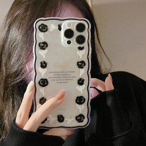 Étui universel pour téléphone portable motorola girl boss, coque en noir avec des motifs fleurs et des <span class=keywords><strong>mots</strong></span> blancs - Product Image 6