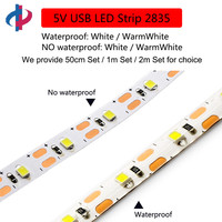 Tira de luces LED de 5V CC, Cable USB, lámpara de luz Flexible de 50CM, 1M, 2M, 3M, 4M, 5M, SMD 2835