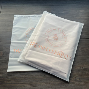 Custom Frosted Zipper Bags with Rose Gold Logo Print - Matte Plastic Zip Lock Bags for Small Business Packaging Supplies - Product Image 1