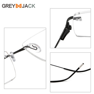Monturas de Gafas Metálicas Sin Aro Greyjack para Hombre, Diseño Minimalista, Lentes AC, Ancho Medio, Puente Nasal Estándar, Origen Wenzhou - Product Image 5