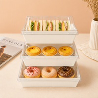 Boîte à pâtisserie personnalisée, ensemble complet pour emporter, boîtes à charcuterie avec couvercle, gobelet à café en plastique pour emballage à emporter