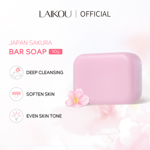 Savon en barre Laikou Japan <span class=keywords><strong>Sakura</strong></span> 90g pour hommes et femmes, nettoyant pour les mains, nettoyant pour le visage, savon de bain avec filet moussant - Product Image 3