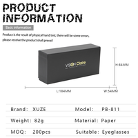 Boîte de rangement de luxe pour lunettes de soleil XUZE PB-1024, logo personnalisé, carton noir recyclé, matériau PU, forme carrée