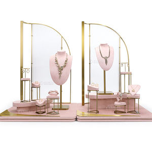 Escaparate de lujo, juegos de exhibición de joyas de terciopelo rosa para mostrador, escaparate, busto, soporte de joyería de Metal - Product Image 5