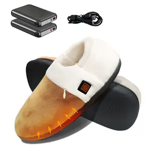 Non Slip Plush Breathable Wireless Electric Heating Shoe Rechargeable Battery Winter Feet Warmer Shoes Heated Slippers