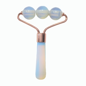 เครื่องนวดหน้า 3 ลูกกลิ้ง โอปอลสโตน สีโรสโกลด์ พร้อมด้ามจับหินธรรมชาติ - Product Image 1