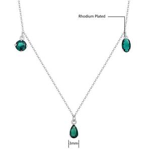 Perhiasan Halus Sederhana Dapat Disesuaikan 925 <span class=keywords><strong>Sterling</strong></span> Silver Rhodium Disepuh Oval <span class=keywords><strong>Drop</strong></span> Berbentuk Hijau Zirkon Liontin Wanita Kalung Mewah - Product Image 4