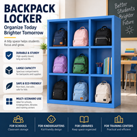 Unité de rangement pour sacs à dos d'étudiants, casier à compartiments ouverts durable pour bibliothèque et centre de formation