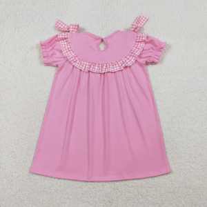 Conjunto de Verano para Niña GSSO2828 RTS al por Mayor, Botas de Pastel Moradas con Bordado de Mardi Gras, Conjunto de Manga Corta - Product Image 4