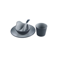 Ensemble de vaisselle en mélamine Grade A5 100% assiettes et vaisselle incassables gris noir pour restaurant kit tasse inclus