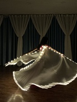 Nouvelles ailes lumineuses LED or/argent, accessoires de performance pour la danse du ventre, imprimé numérique, 100 % polyester pour femme, pour la scène