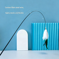 Jouet pour chat rétractable avec plumes – Bâton d'exercice flexible et extensible avec têtes de plumes interchangeables pour jeu interactif en intérieur
