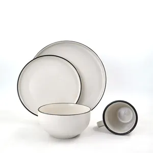 Set Peralatan Makan Malam Keramik, Perlengkapan Masak Keramik Kualitas Tinggi 16 Buah
