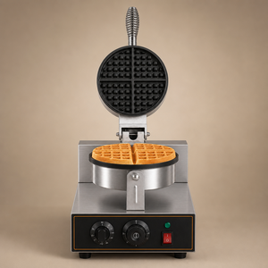 High Efficiency Electric Waffle Maker with Precise Temperature Control 1.25kW Stainless Steel Round Waffle Baker for Bakery - Product Image 1