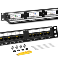 Патч-панель AMPCOM Cat6 на 24 порта, позолоченная, 15u, 1U, 19 дюймов, RJ45 Ethernet 568A 568B, с задней кабельной платой