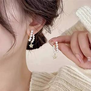 WENCHI 10913 S925 Silver DIY Pearl Accessories 2-<b>3mm</b> Beads with Hollow Support Multiple Bead Silver Jewelry Drop <b>Earrings</b> - Product Image 2