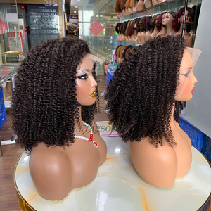 Cheveux humains vierges de qualité 12A, perruques en cheveux humains courts, 12 pouces, couleur naturelle, 5x5 13x4 dentelle frontale, perruque bouclée crépue - Product Image 1