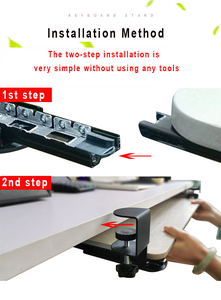 Laris Tanpa Pengeboran Dapat Disesuaikan Geser dengan Penjepit Komputer Pemasangan Mudah Baki <span class=keywords><strong>Keyboard</strong></span> Di Bawah Meja - Product Image 5