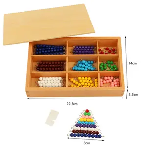 나무 몬테소리 수학 재료 1-9 비즈 바 나무 상자 조기 유치원 장난감