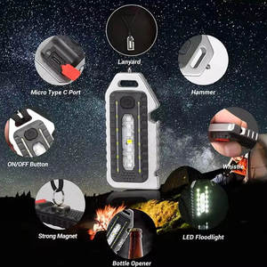 <span class=keywords><strong>LED</strong></span> EDC recargable aleación de aluminio COB llavero 1000 lúmenes alarma de silbato de emergencia refrescante seguridad resplandor Camping antorcha - Product Image 3