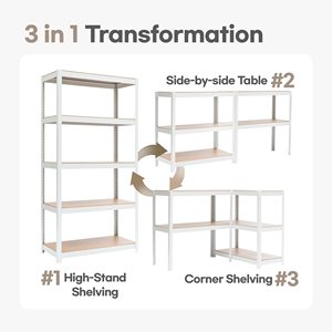 Reversible 5-Tier Adjustable Storage Shelving Unit Heavy Duty Organizing Shelf Metal <strong>Utility</strong> Rack Shelves for Kitchen, <strong>Closet</strong> - Product Image 5