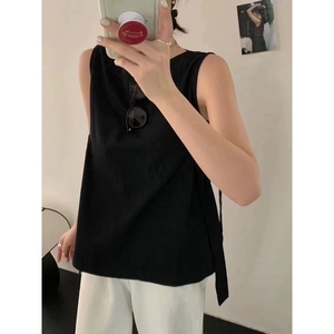 Débardeur d'été pour femme, col rond, design à nouer sur le côté, sans manches, tendance - Product Image 4