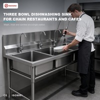Évier de cuisine commercial en acier inoxydable 304/201 avec finition polie et revêtement anti-graffiti pour utilisation en cuisine de restaurant