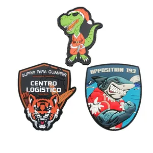 Animal Series 3d 2d Custom Iron On For Hats Embroidery Patches Custom Embroidery Pvc Slim Sequin For Clothes Rubber Patch