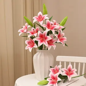 Real touch artificial plastic lily flowers at a very cheap price real touch lily flower for wedding