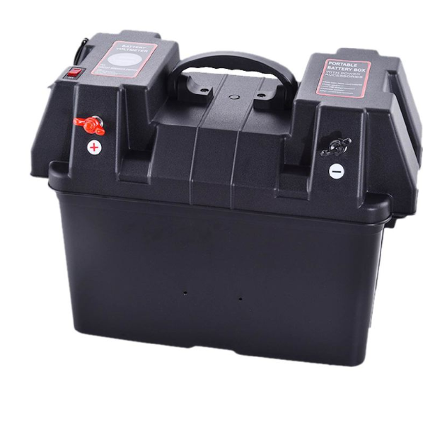 Multifunctional PP Waterproof Battery Box 12-24V Portable Lithium Battery Case Storage Protection Box Voltmeter for Vehicle