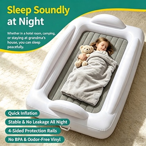 <span class=keywords><strong>Lit</strong></span> de voyage portable pour tout-petits avec pare-chocs de sécurité, matelas pneumatique gonflable pour enfants, matelas gonflable pour bébé, <span class=keywords><strong>camping</strong></span>, vacances - Product Image 3