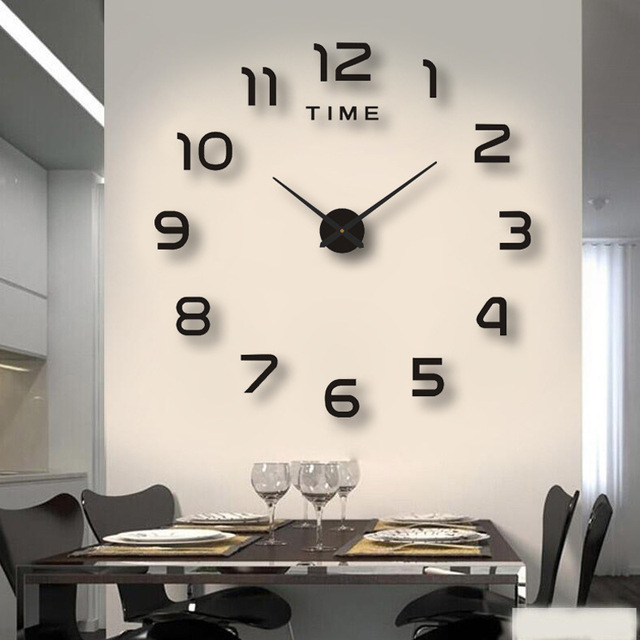 Novelty Modern Design Home Decorative Wall Sticker Clock 3D Frameless Large DIY Wall Clock