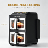 Friteuse à air moderne OEM 10L à double panier, en acier inoxydable, contrôle numérique, 2400W, carrée, pour la cuisson domestique