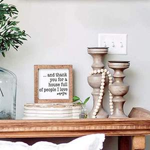 JUNJI Letrero de madera negro independiente Diseño cristiano pequeño para decoración del hogar y cocina Letrero de agradecimiento hecho <span class=keywords><strong>a</strong></span> mano - Product Image 2