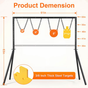 Kit Supporto per Bersagli in Acciaio Regolabile in Altezza - Struttura Completa per Poligono di Tiro all'Aperto con Bersagli Metallici da 4/6/8/7x12 Pollici e Catene - Product Image 4