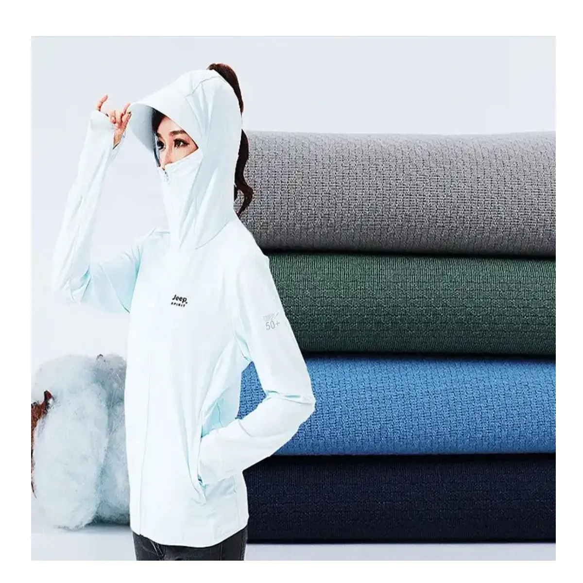 Sample Free UPF 50+ Breathable Uv Resistant Protection Anti UV Recycled Polyester Spandex Stretch Fabric for uniqlo outdoor