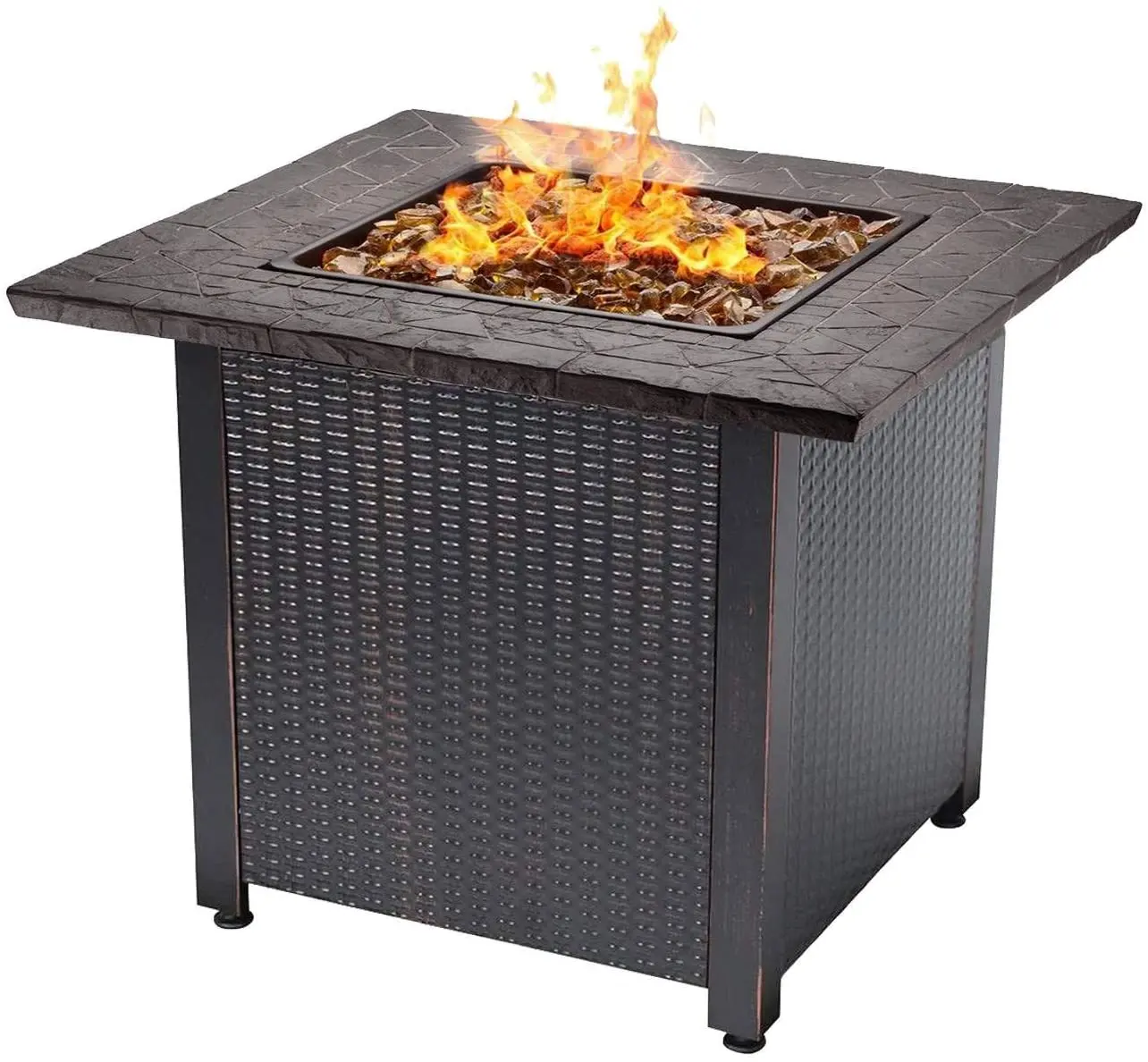 वर्ग काले धातु आग गड्ढ़े चिमनी आउटडोर गैस टेबल आग गड्ढे आउटडोर हीटिंग