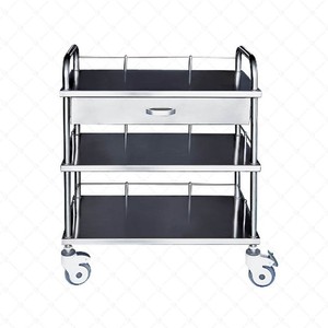 Chariot médical d'urgence tout en acier inoxydable 650x400x860mm, mobilier hospitalier multifonctionnel - Product Image 1