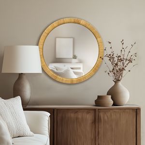 Miroir mural rond en rotin naturel de 36 pouces de diamètre, accent décoratif pour la maison - Product Image 3