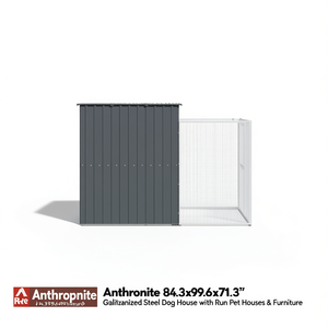 บ้านสุนัข Rde Anthracite ขนาด 84.3x99.6x71.3 ซม. ทำจากเหล็กชุบสังกะสี พร้อมรั้วสำหรับสัตว์เลี้ยงกลางแจ้ง - Product Image 1
