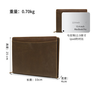 Dujiang Crazy Horse Leather <b>Tablet</b> <b>Bag</b> 33x4x25cm Genuine Leather Business Case For iPad Storage Folder - Product Image 4