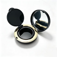 Étui compact cosmétique noir mat durable fait main avec coussin d'air, miroir et récipient intérieur amovible pour BB crème, soins de la peau et outils de maquillage