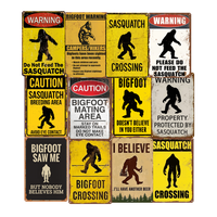 Pancarte en métal vintage « Attention Bigfoot Sasquatch » – Décoration murale rétro humoristique pour cabane, garage, bar et jardin extérieur