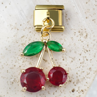 Bracelet à breloques italien tendance en promotion – Breloques fruits cerise et pastèque en acier inoxydable 304, style italien, breloques de 9 mm pour femme, bijoux élégants