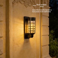 Lampe murale solaire LED transfrontalière à détecteur de mouvement, étanche pour extérieur, style pastoral, pour cour, lampe d'ambiance, lumière décorative pour jardin et pelouse
