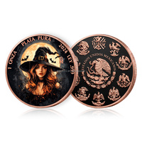 Pièce commémorative personnalisée Mexique Libertad Dia De Los Muertos Halloween 1 oz, motif Crâne Sorcière Citrouille, en Cuivre Pur 1 once