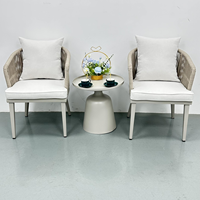 Chaises de jardin modernes en aluminium, mobilier d'extérieur, ensemble table basse de patio, style bistrot français, en aluminium et corde, pour restaurant